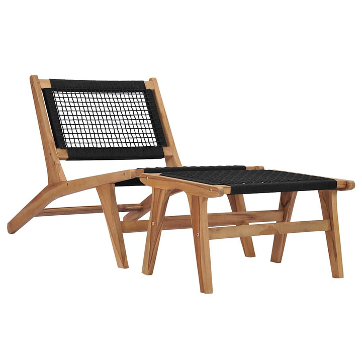 Chaise longue avec repose pieds teck massif