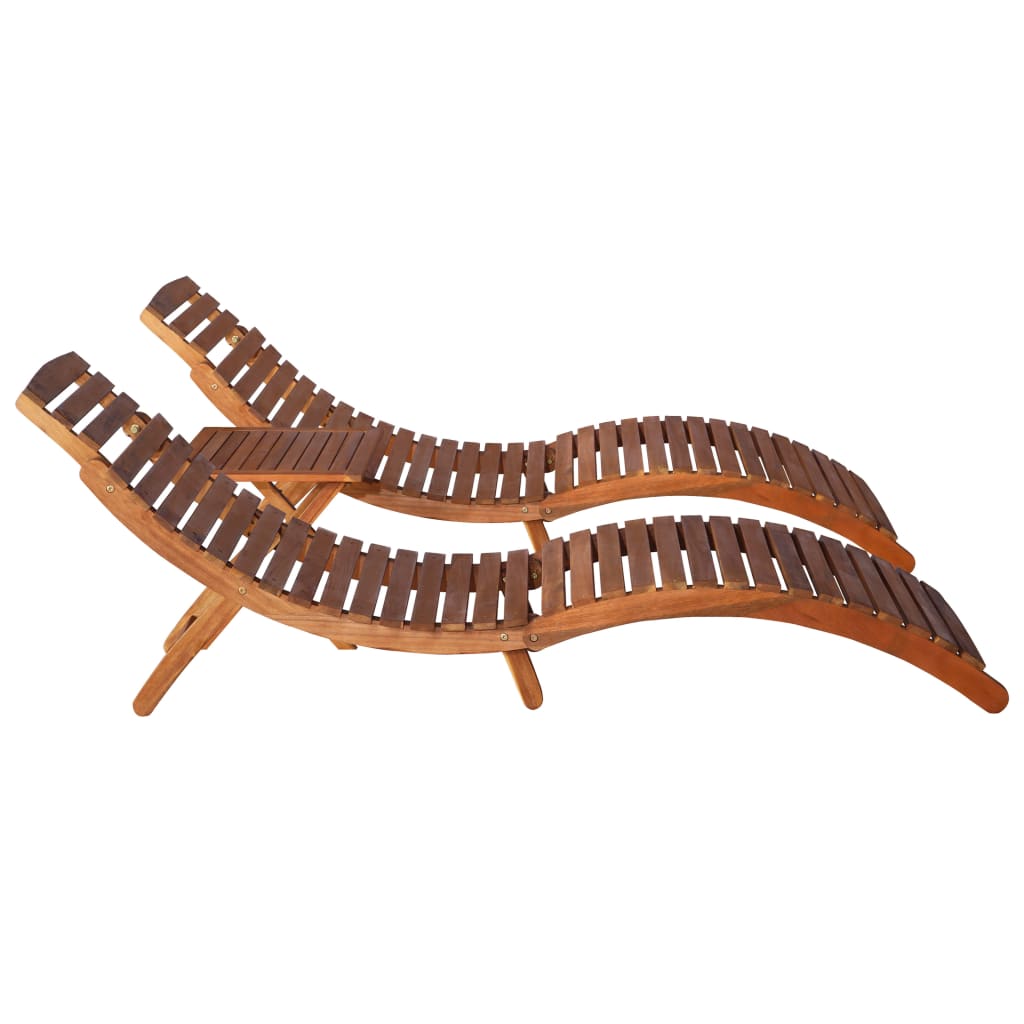 Chaises longues avec table acacia massif