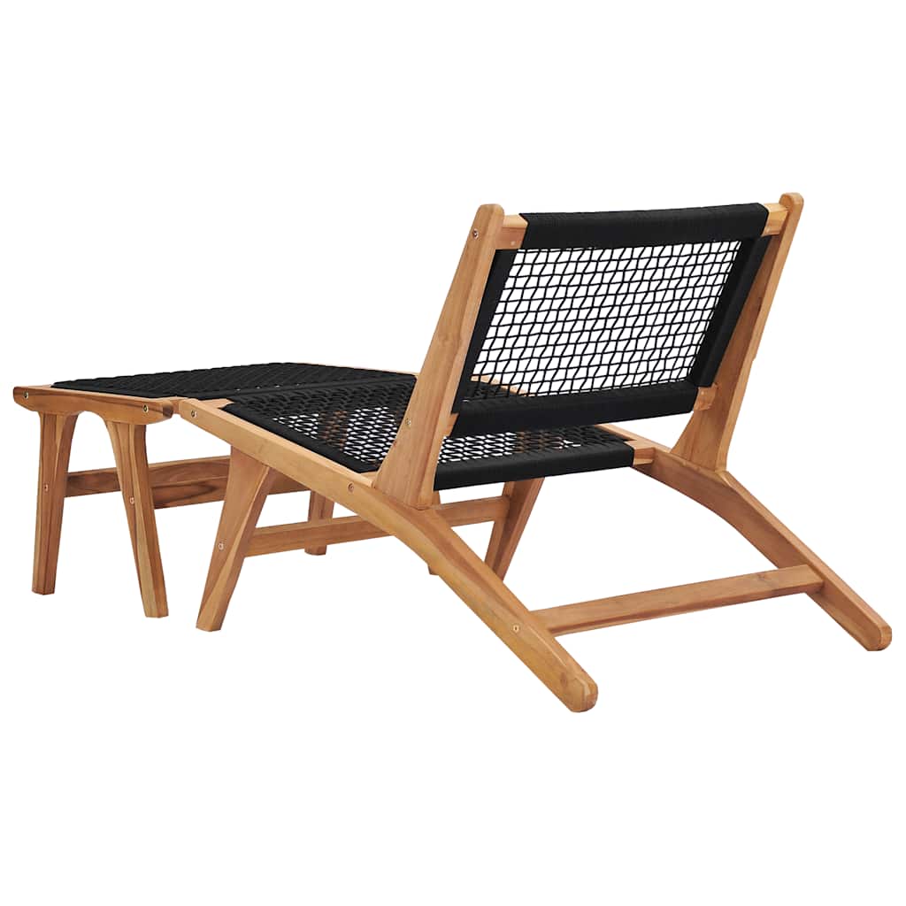 Chaise longue avec repose pieds teck massif