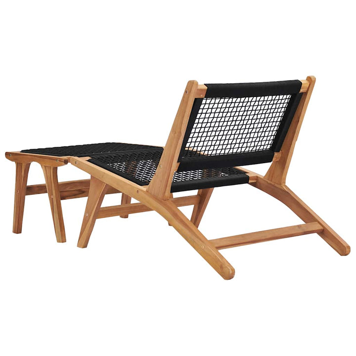 Chaise longue avec repose pieds teck massif