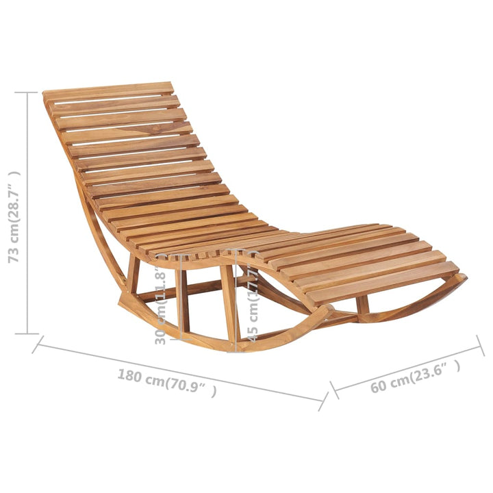 Chaise longue à bascule avec coussin en bois de teck