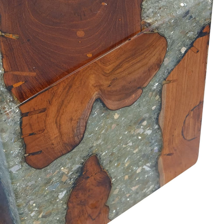 Tabouret en bois de teck massif et résine