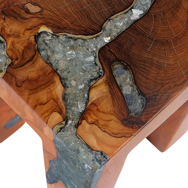 Tabouret en bois de teck massif et résine