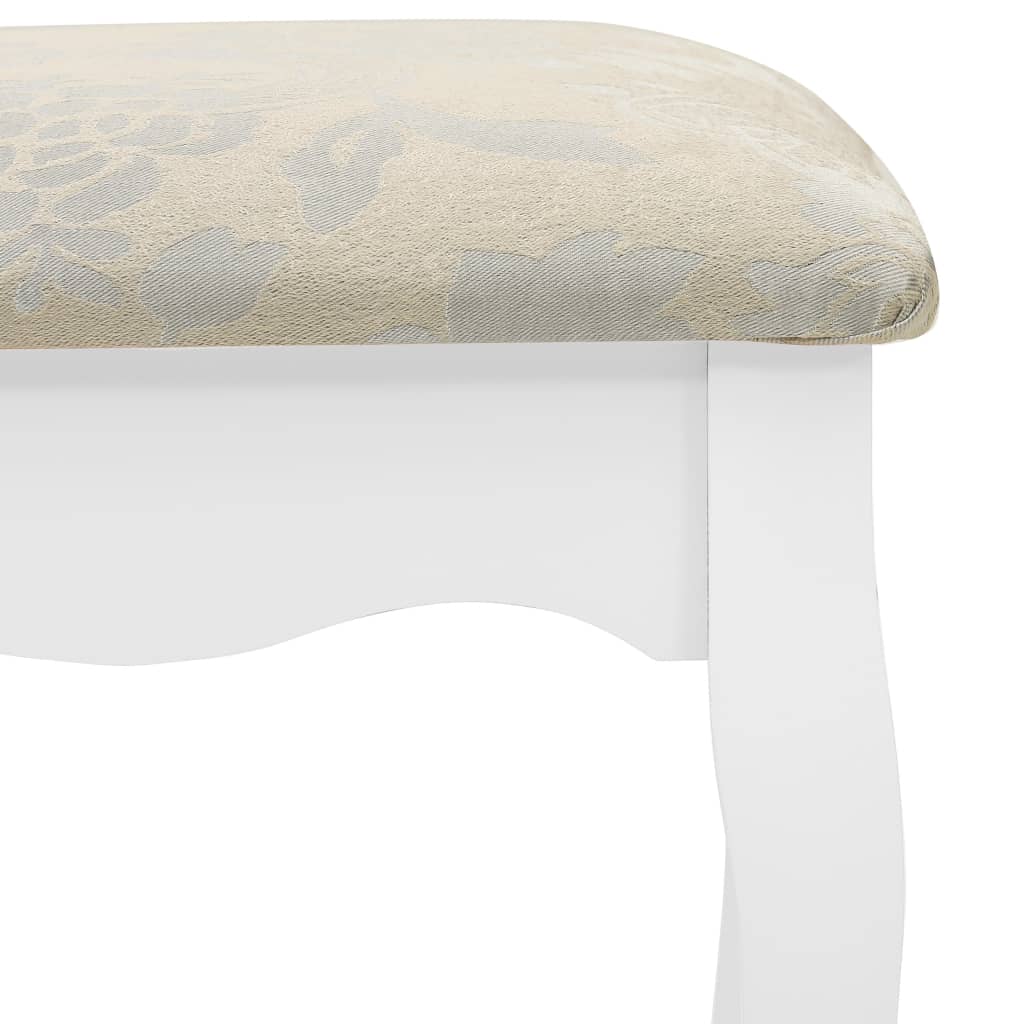 Coiffeuse avec tabouret et miroir pliable en 3 Blanc
