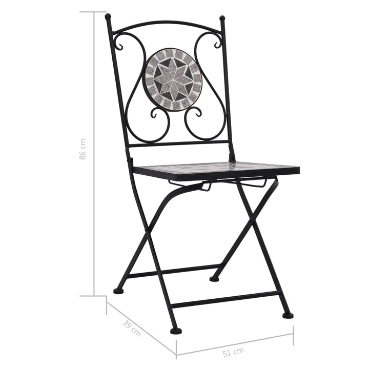 Chaises de bistrot en mosaïque 2 pcs