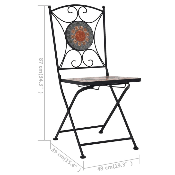 Chaises de bistrot mosaïque 2 pcs