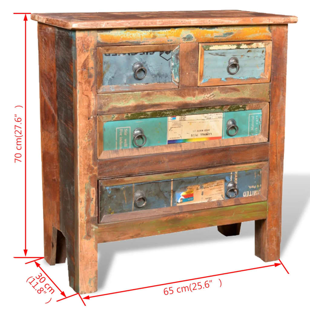 Commode en bois massif de récupération