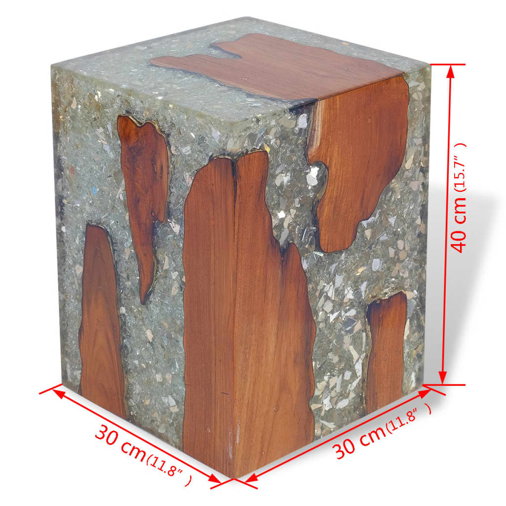 Tabouret en bois de teck massif et résine