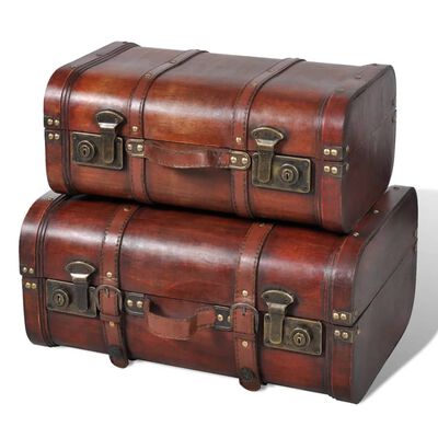 Coffre de rangement vintage en bois (2 pcs)