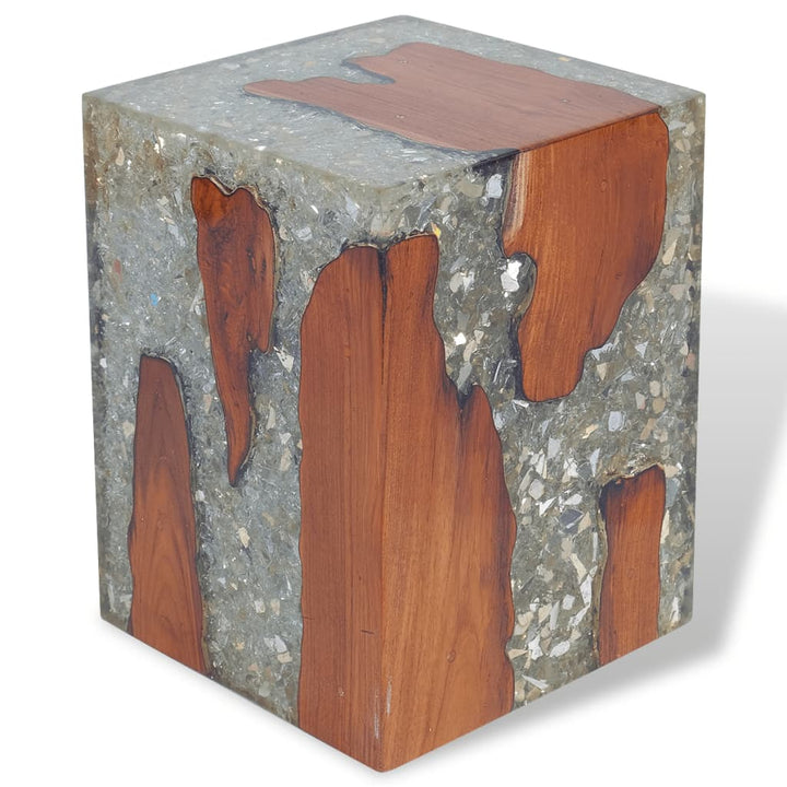 Tabouret en bois de teck massif et résine