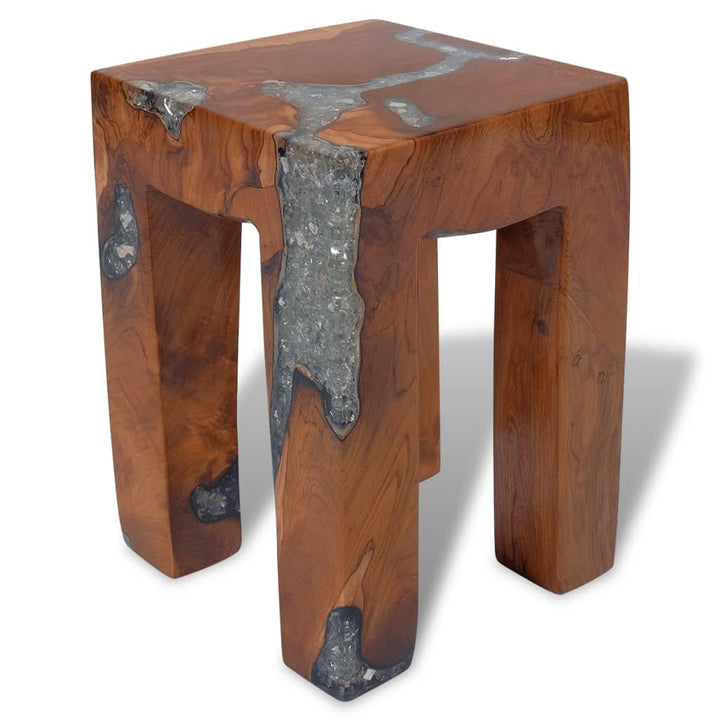 Tabouret en bois de teck massif et résine