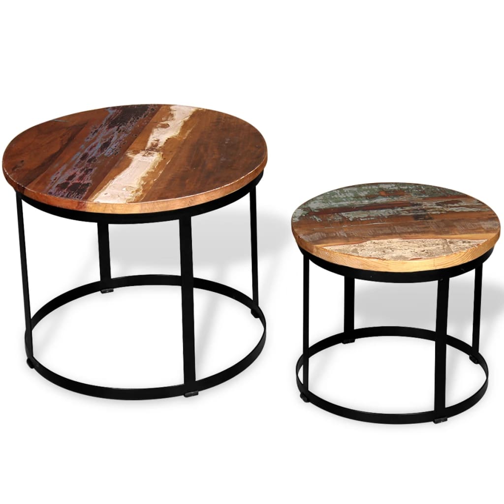 Tables basses 2 pcs en bois de récupération massif