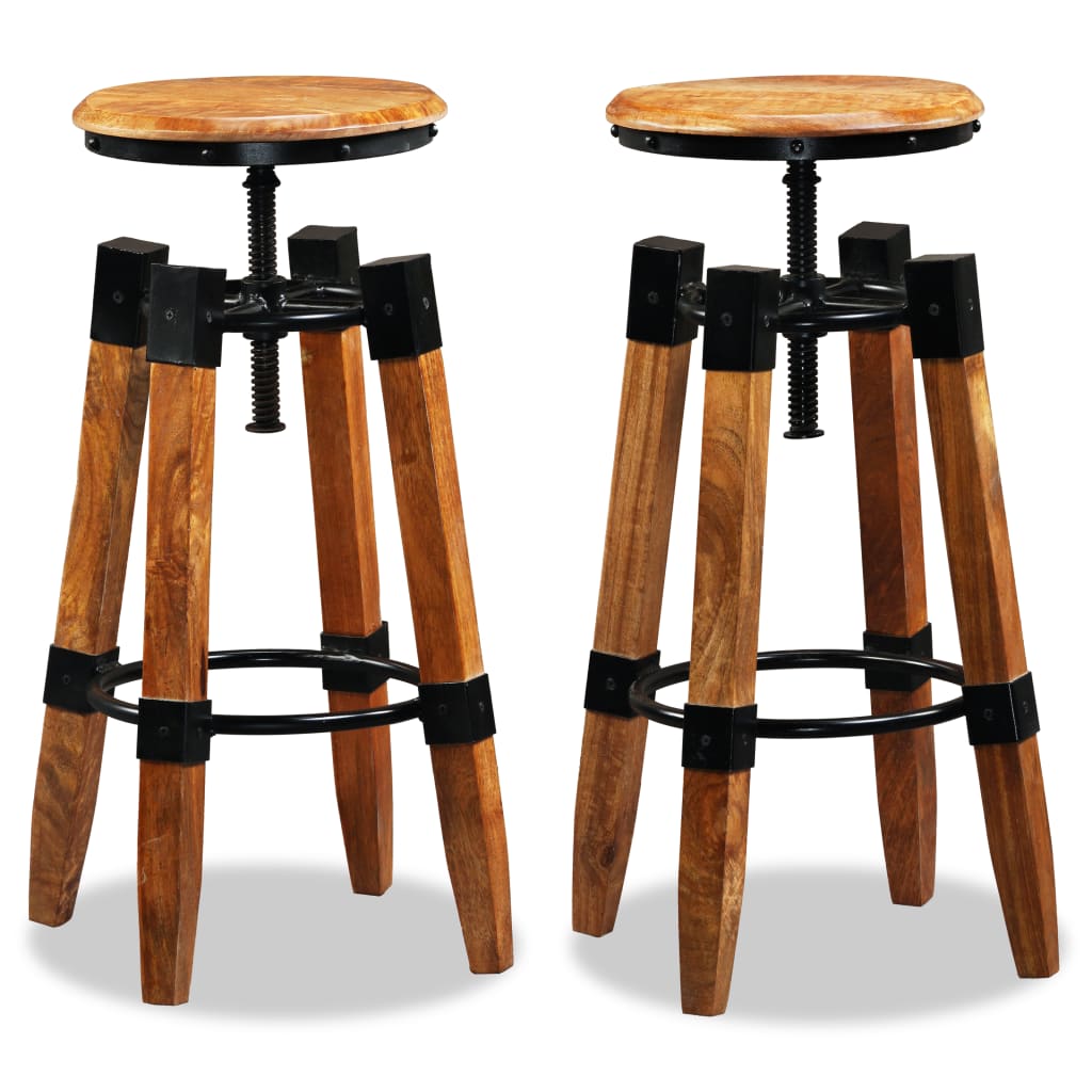 Tabourets en bois de manguier (2 pcs)