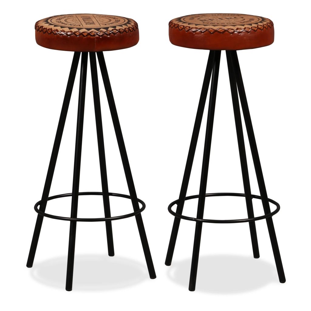 Tabouret en cuir style industriel (2 pcs)