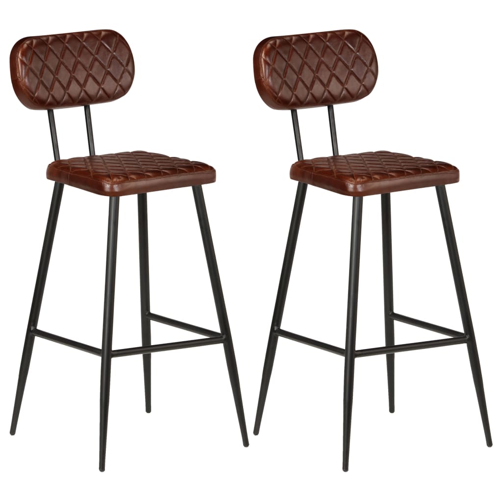 Chaises de bar 2 pcs Marron en cuir