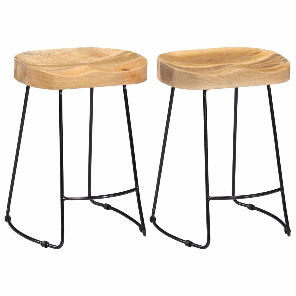 Tabourets en bois de manguier (2 pcs)