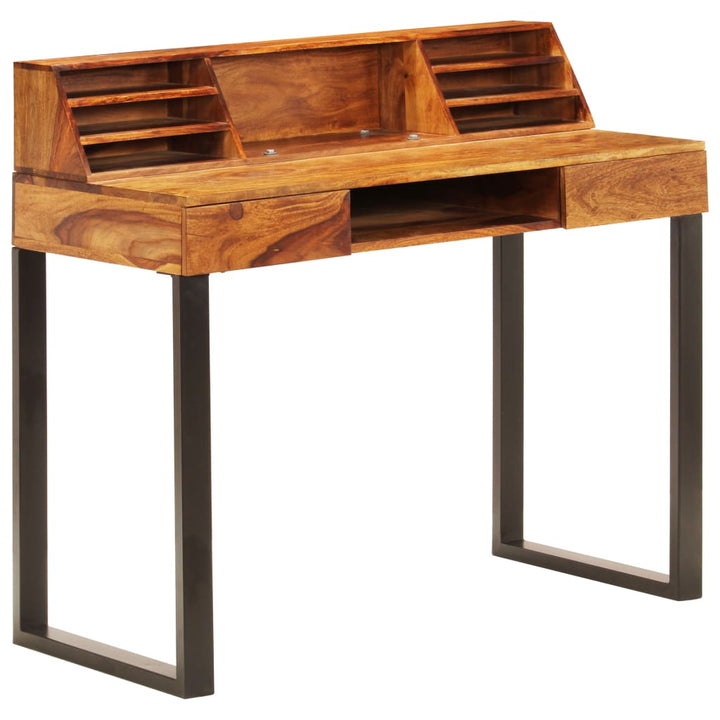 Bureau en bois solide de Sesham et acier