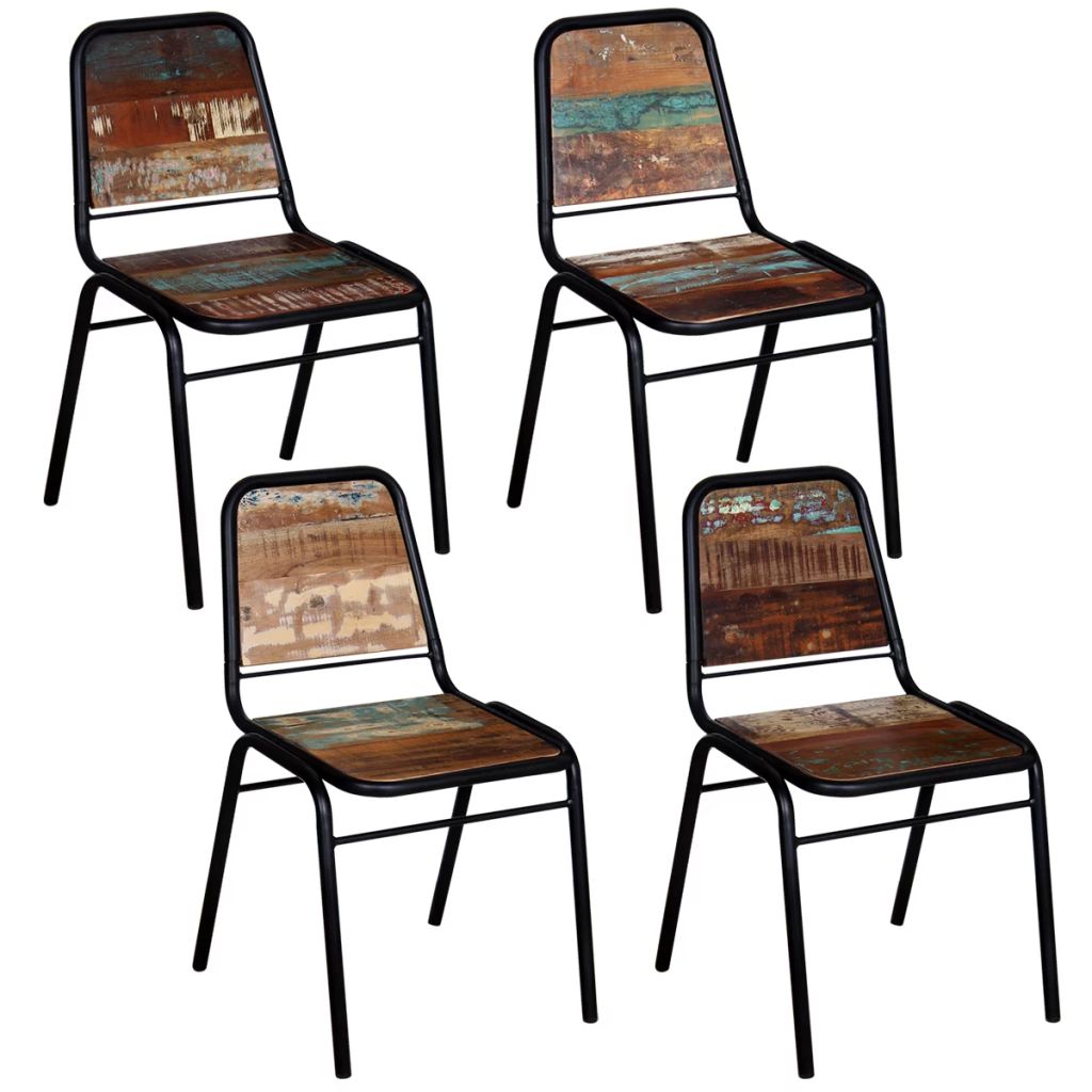 4 Chaises en bois de récupération