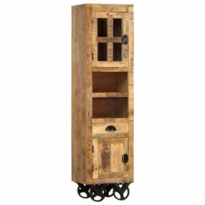 Buffet sur roues en bois de manguier brut
