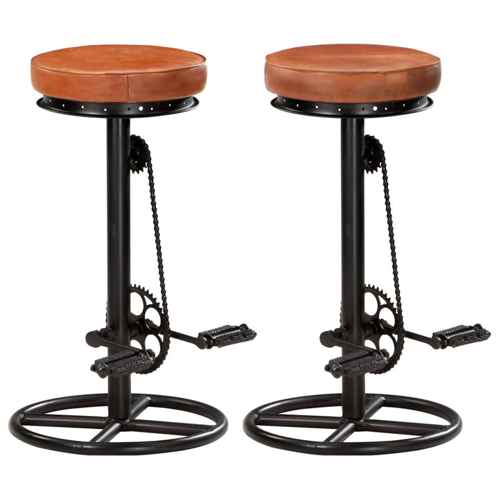 Tabourets de bar 2 pcs en cuir de chèvre