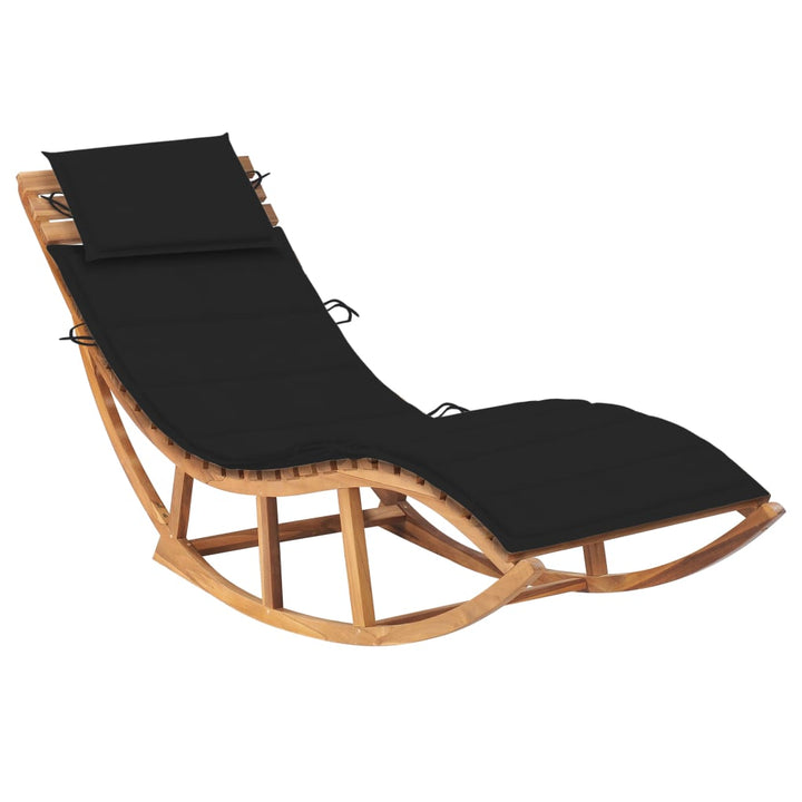 Chaise longue à bascule avec coussin en bois de teck