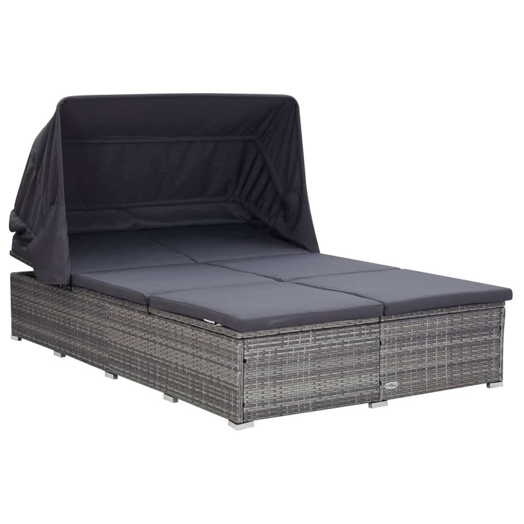 Lit à 2 places avec coussin en résine tressée