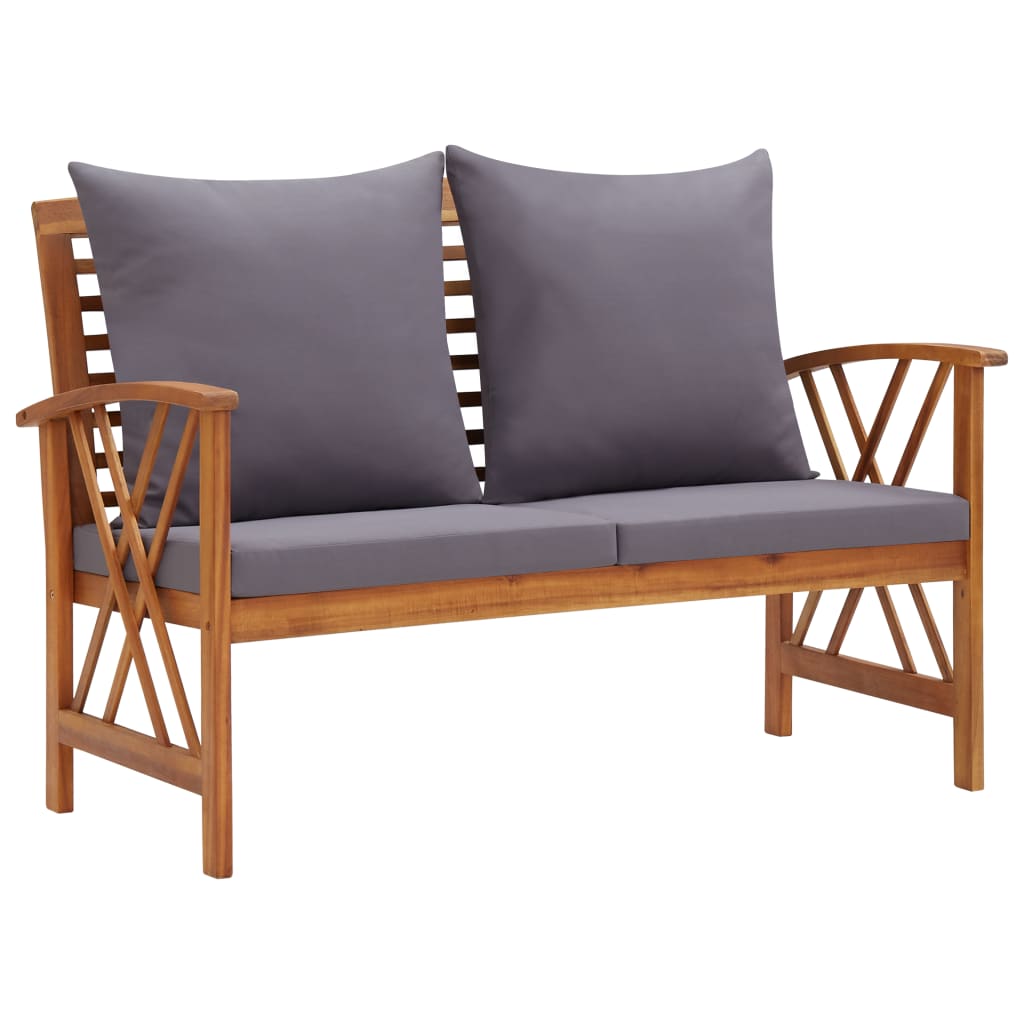 Banc de jardin avec coussins en bois solide d&