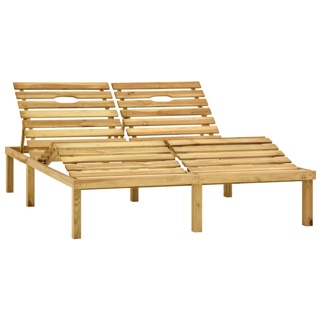 Chaise longue double en bois de pin