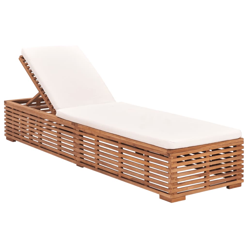 Chaise longue avec coussin en bois de teck
