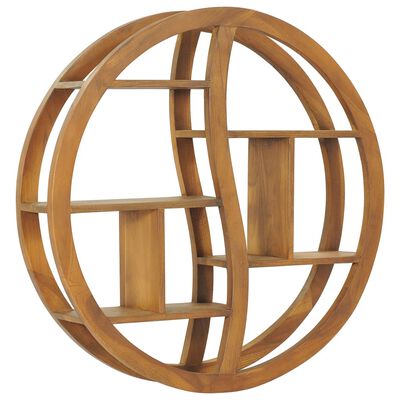 Étagère murale Yin Yang en bois de teck massif