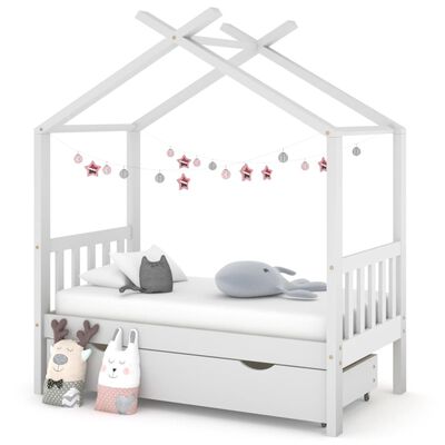 Lit cabane + 1 tiroir Pin massif 70x140 cm