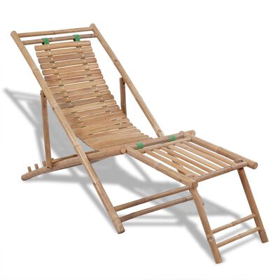 Chaise de terrasse avec repose-pied en bambou