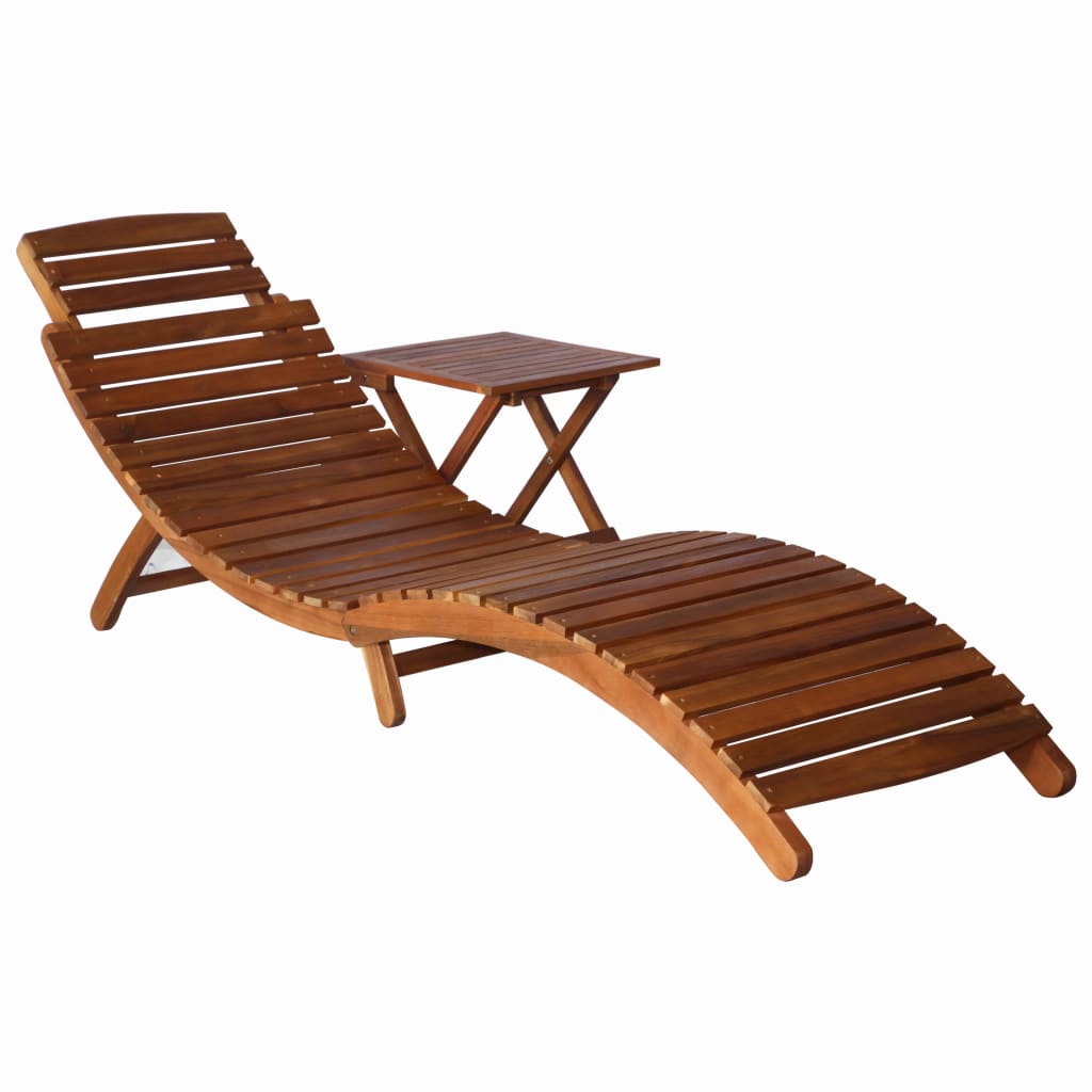 Chaise longue avec table en bois d&