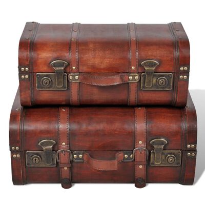 Coffre de rangement vintage en bois (2 pcs)