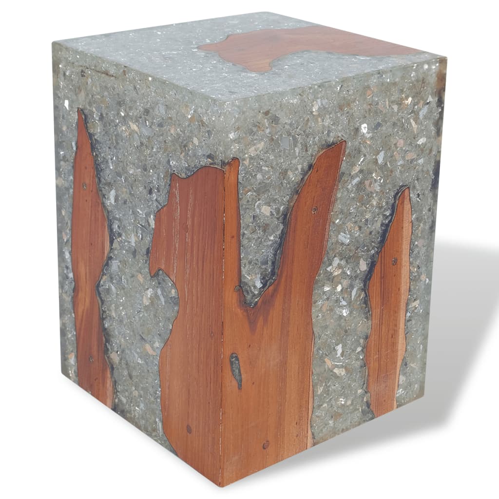 Tabouret en bois de teck massif et résine
