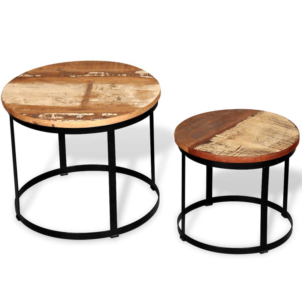 Tables basses 2 pcs en bois de récupération massif