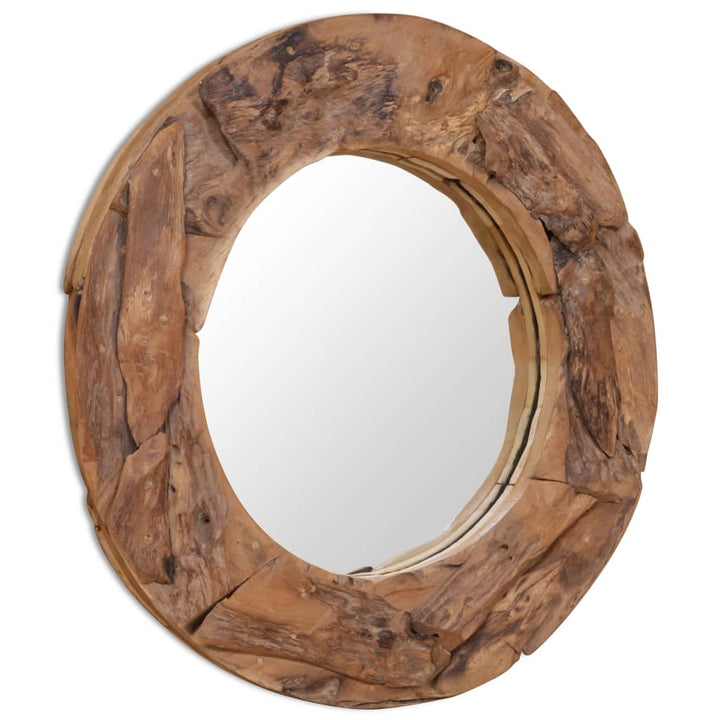 Miroir rond en bois de teck