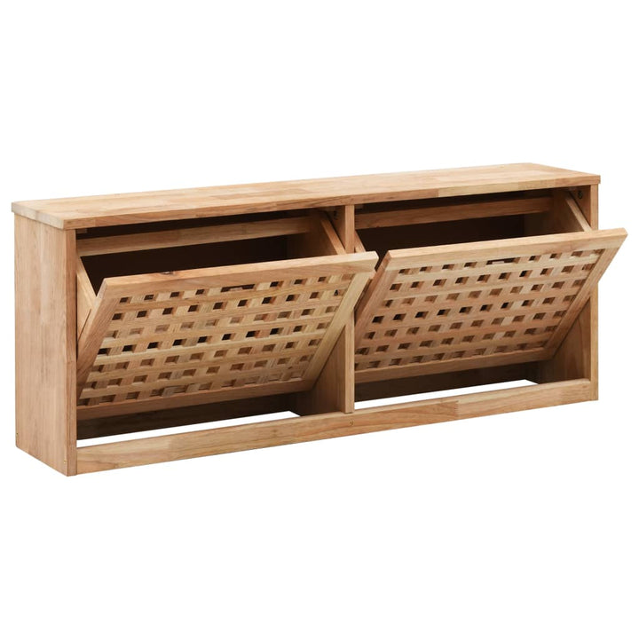 Banc de rangement de chaussures en bois de noyer massif