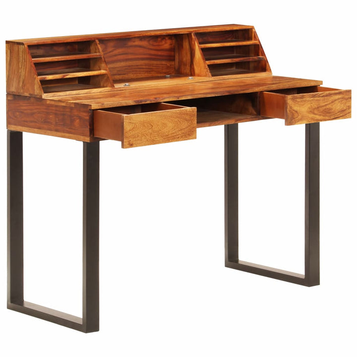 Bureau en bois solide de Sesham et acier
