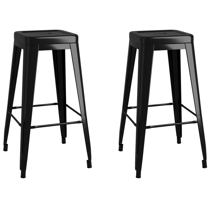 Tabourets de bar empilables 2 pcs Noir Métal
