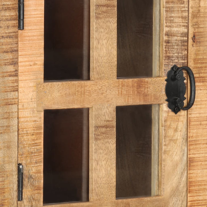 Buffet sur roues en bois de manguier brut