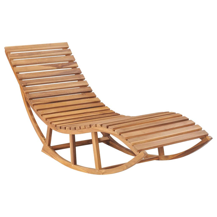 Chaise longue à bascule avec coussin en bois de teck