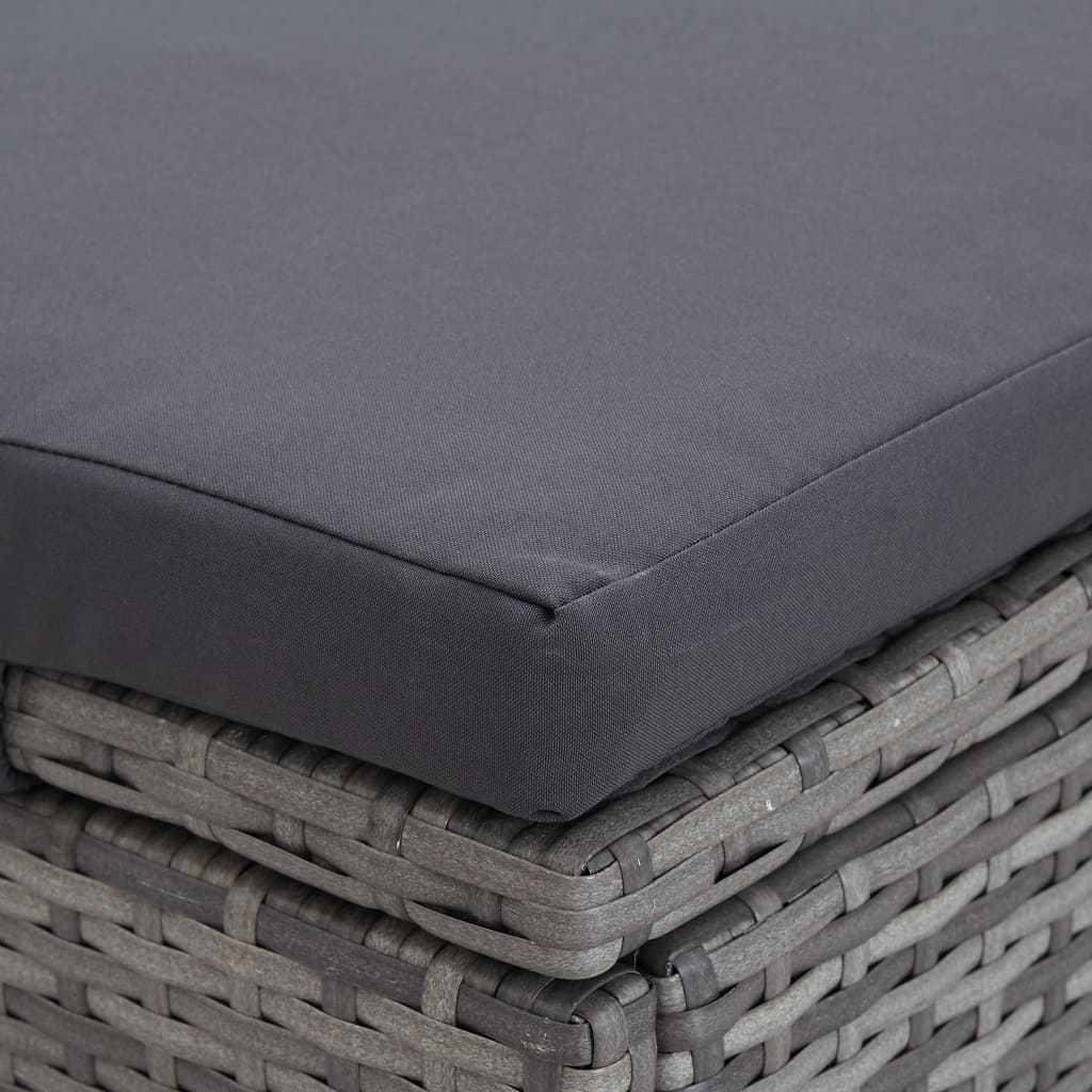 Lit à 2 places avec coussin en résine tressée