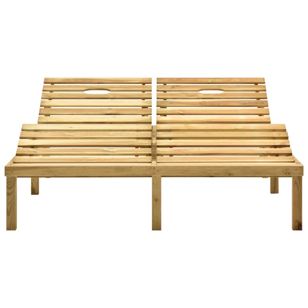 Chaise longue double en bois de pin
