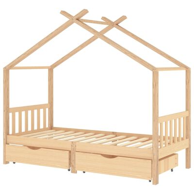 Lit cabane pin massif + 2 tiroirs