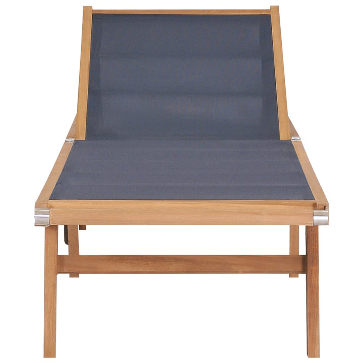 Chaise longue pliable avec roulettes en teck massif et textilène