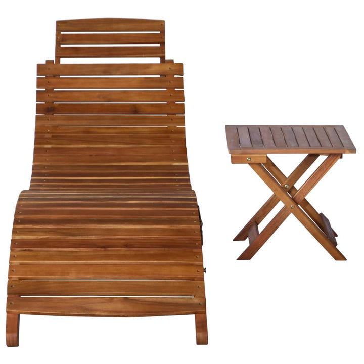 Chaise longue avec table en bois d&