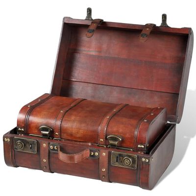 Coffre de rangement vintage en bois (2 pcs)