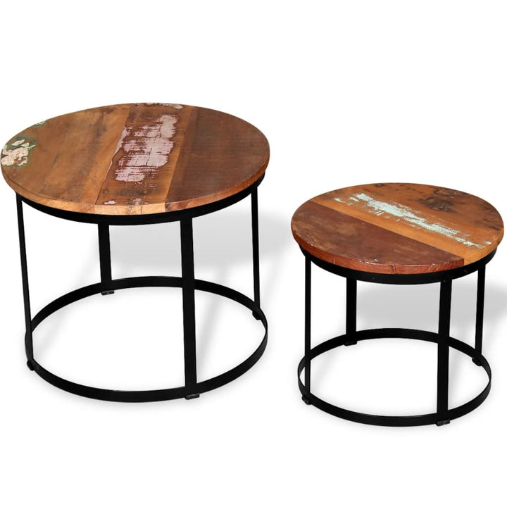 Tables basses 2 pcs en bois de récupération massif