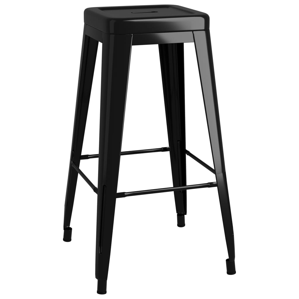 Tabourets de bar empilables 2 pcs Noir Métal